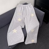 秋冬星星印花休闲裤女美式复古高街设计感百搭直筒阔腿裤K8085P55，女装休闲裤，星座1013-3
