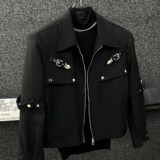 潮牌金属解构绑带设计感工装夹克男春秋季痞帅短款外套潮JK249P70，男装夹克，星座1013-3