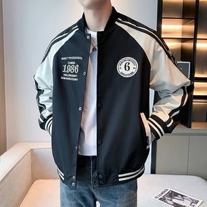 港风个性外套男士青少年秋款休闲帅气潮流上衣宽松夹克 JK230P58图片