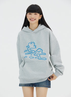 SYMOCOLOR 融化线条套头连帽卫衣男女复古美式帽衫潮牌高级感外套