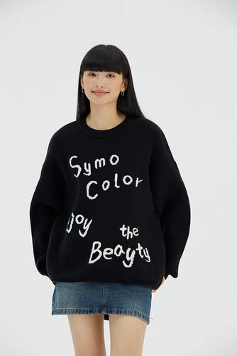 SYMOCOLOR字母提花圆领毛衣