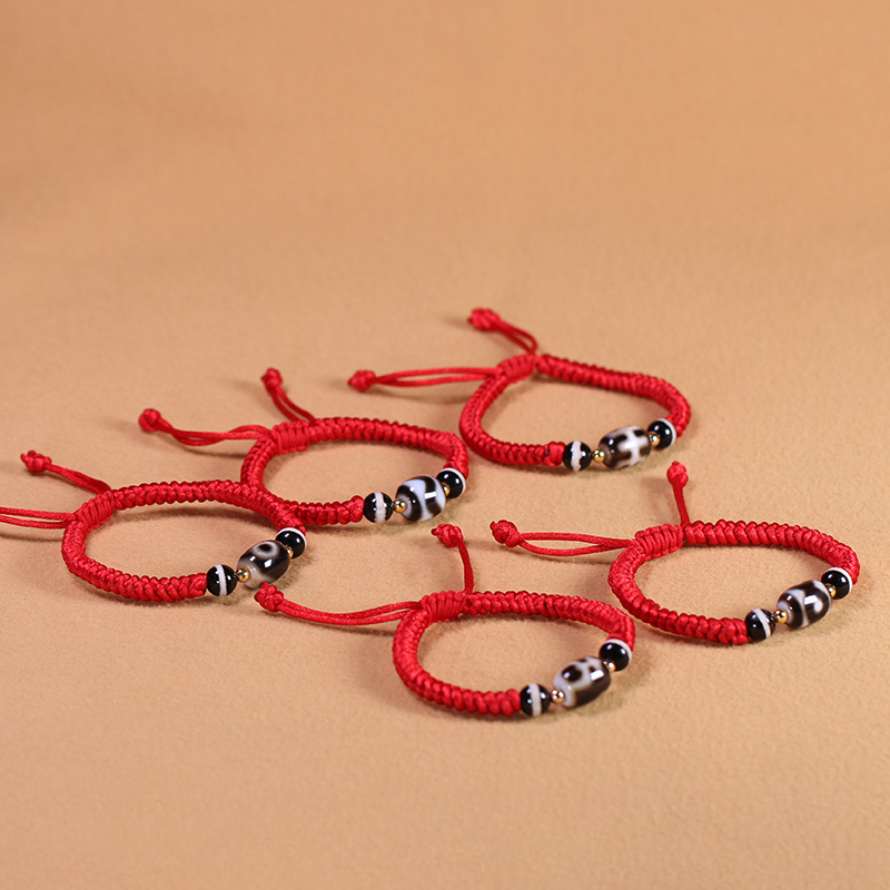 圣饰奇缘 藏式玛瑙天珠手绳男女款本命年红绳民族风小众单圈手串