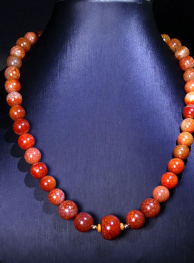 圣饰奇缘龙纹至纯圆珠项链玛瑙