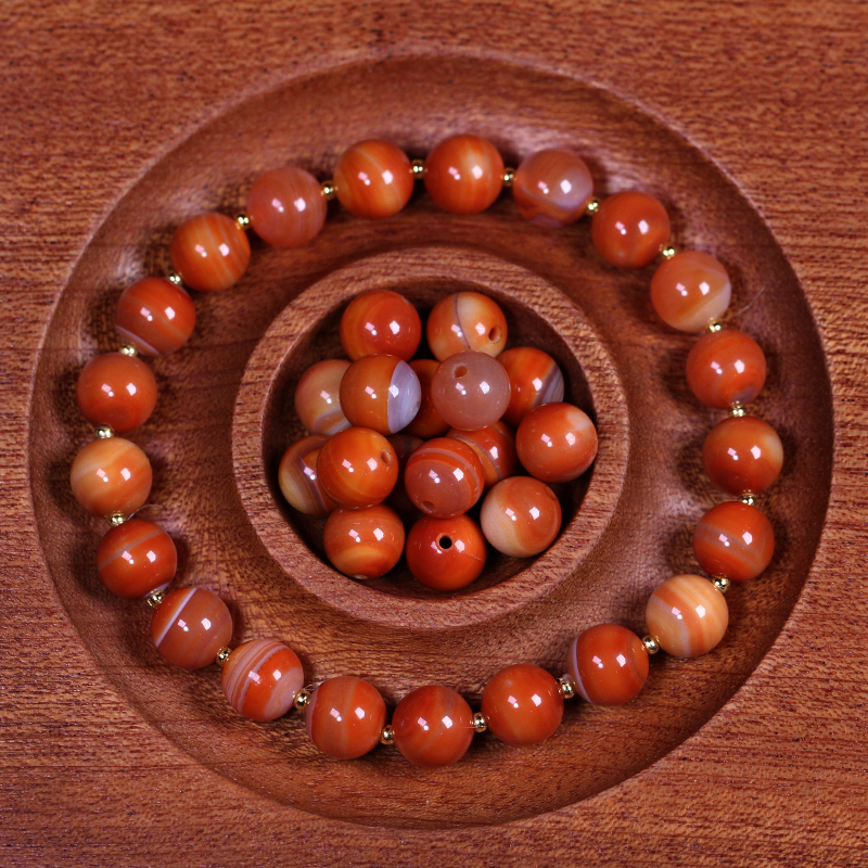 天然真品老矿原石缠丝玛瑙玉髓手串单圈手链DIY散珠配饰8*8mm左右