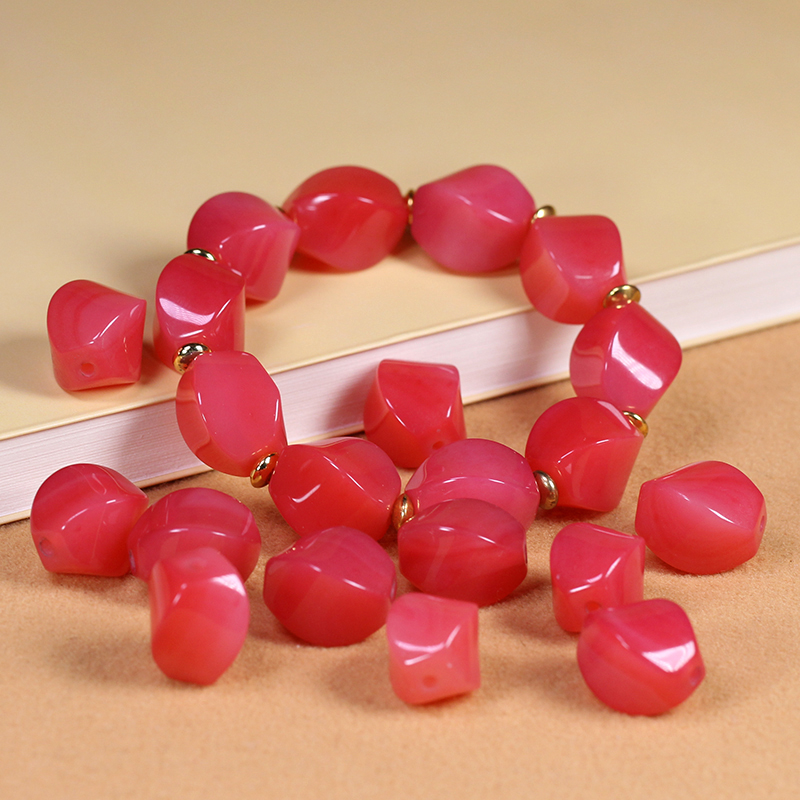 5A级天然老矿原石四面S形扭珠玛瑙手串手链项链散配饰18*13mm左右