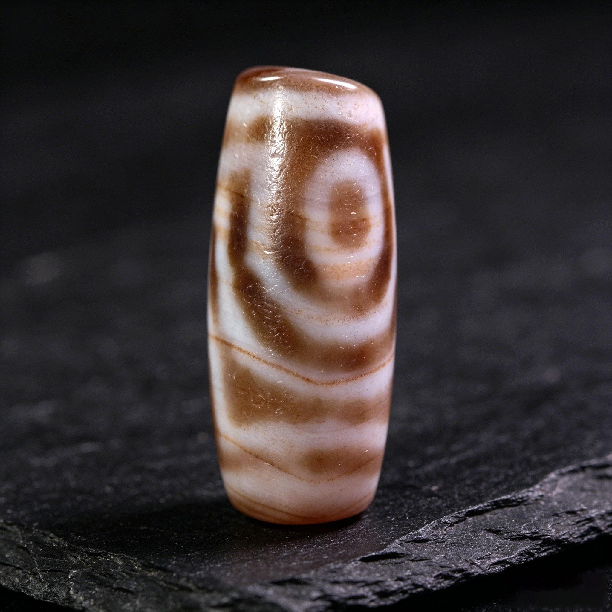 天珠天然西藏真品老矿原石玛瑙朱砂二眼天珠吊坠项链手串13*37mm