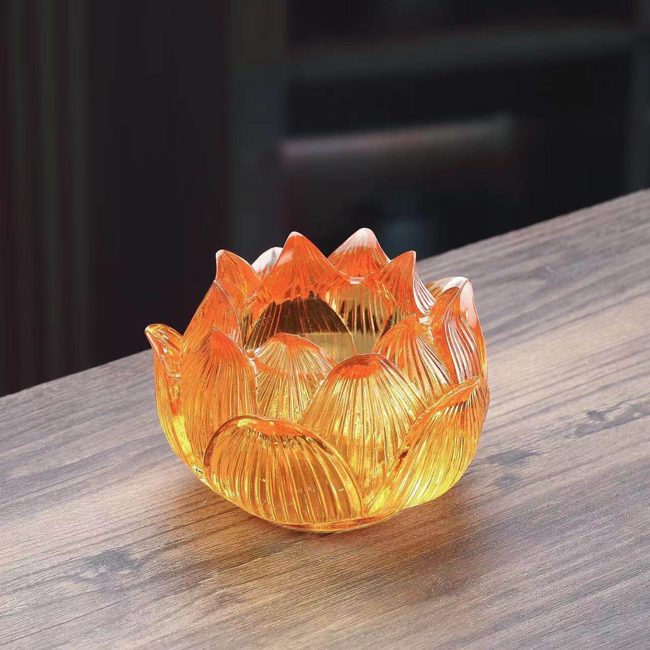 莲花蜡台 古法琉璃七彩蜡烛台摆件工艺品