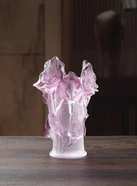 古法琉璃 马蹄莲花瓶家居客厅办公工艺品装饰品花瓶乔迁新居礼品