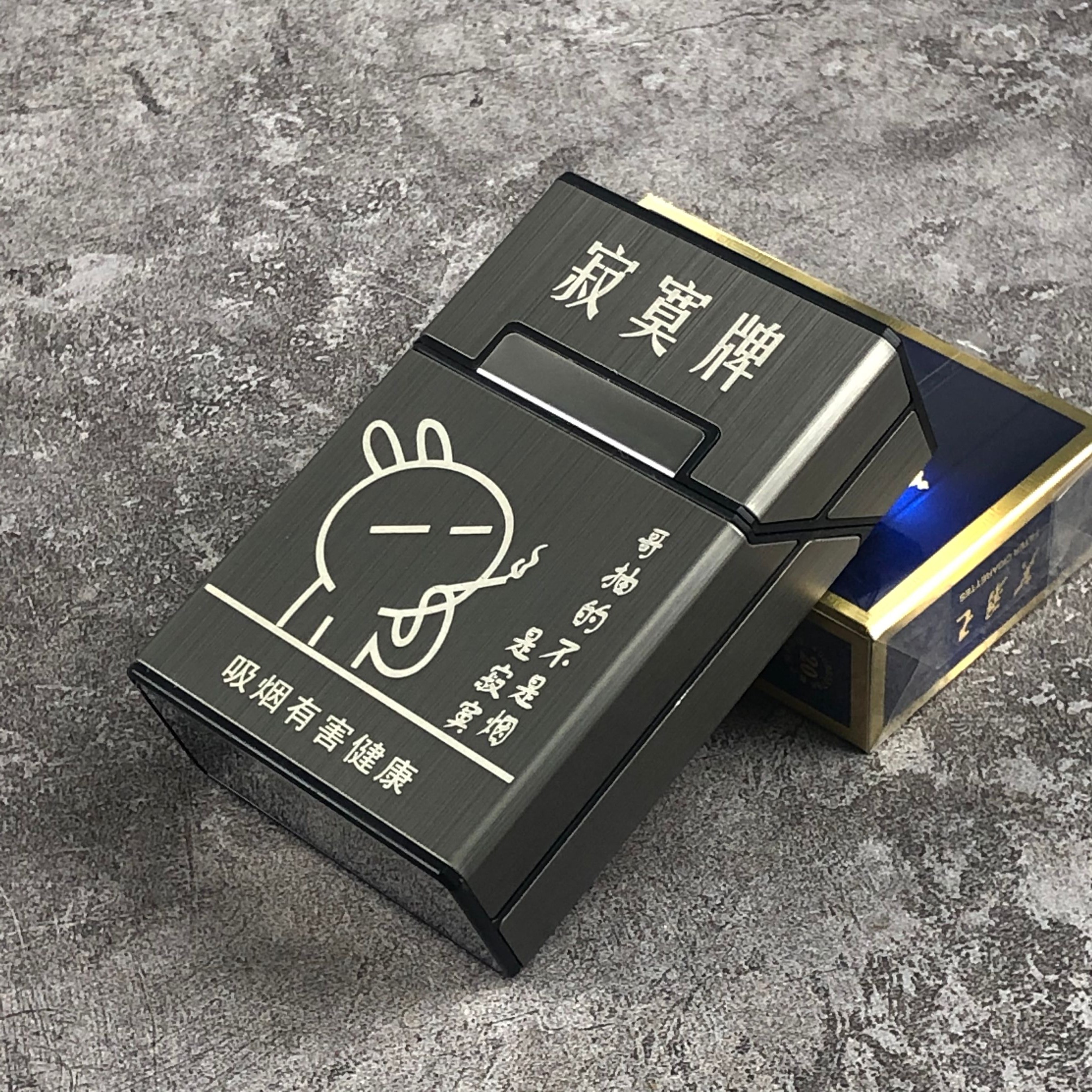 超薄铝合金烟盒塑料翻盖男收纳盒烟盒20支装便携个性定制刻字包邮_虎窝淘