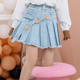 春秋星星口袋不对称飘带毛边裙摆水洗牛仔短裙百褶裙显瘦半身裙女