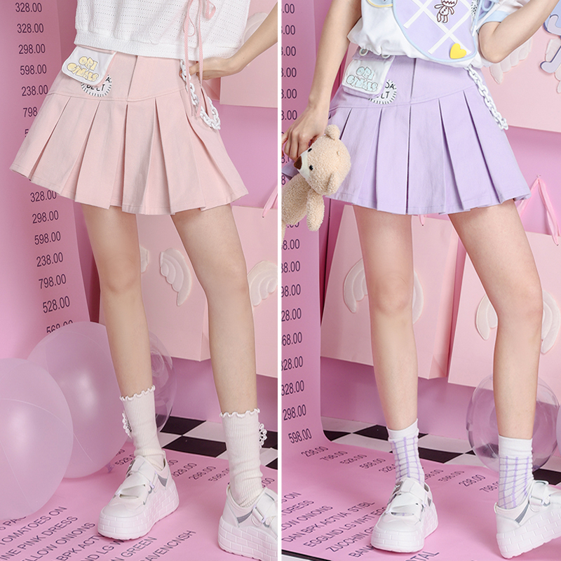 百褶牛仔半身裙短裙甜美少女