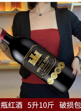 【1瓶≈6瓶】法国原汁进口大瓶装5000ml红酒10斤装干红葡萄酒包邮