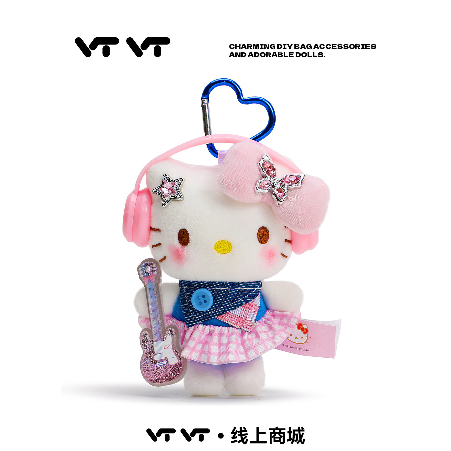 正版hellokitty粉色吉他耳机挂件图片