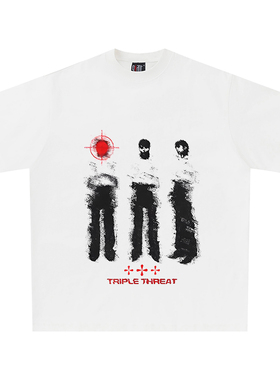 TRIPLE THREAT 260克重磅纯棉！模糊图案潮牌高街宽松百搭短袖T恤