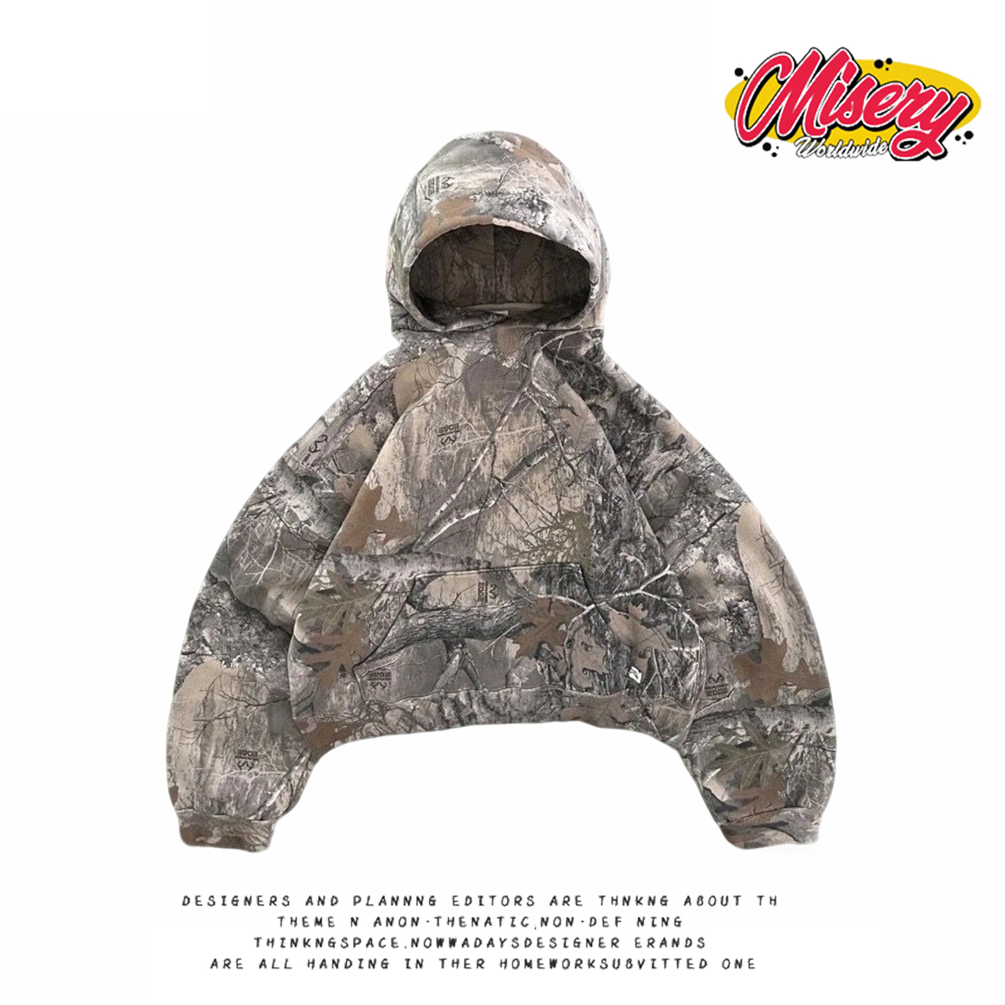 y2k hoodie~美式迷彩风连帽卫衣男女宽松街头潮牌套头衫长袖上衣