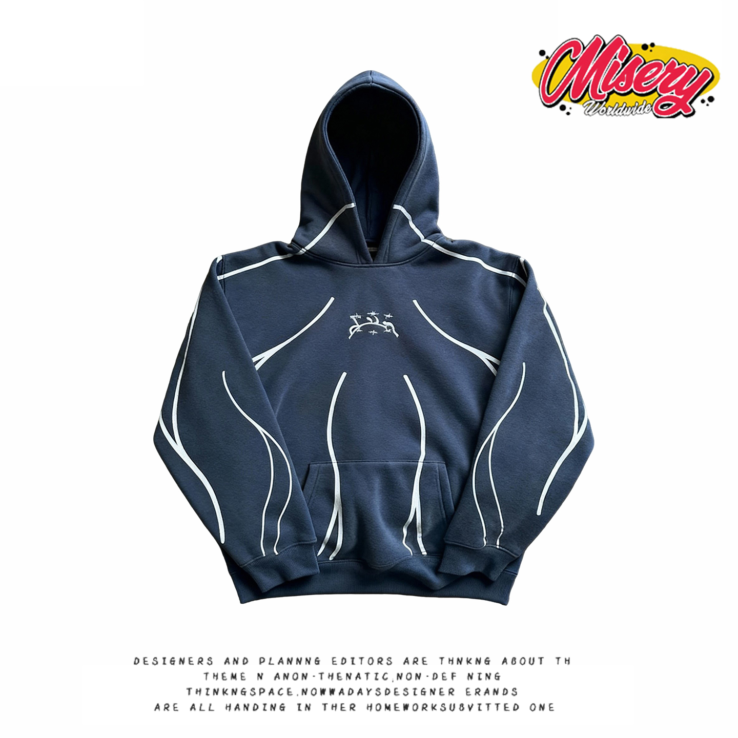 Y2K美式复古线条连帽卫衣男女同款宽松套头衫街头潮流运动通勤风