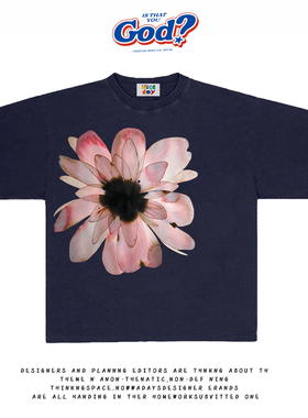 造物GOODGOD 2025夏季新款盛开的花朵小众设计感印花宽松短袖T恤