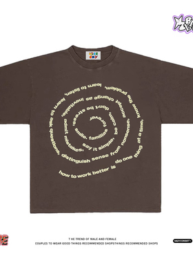 反焦虑嘴替’螺旋文字~美式小众原创260克重磅纯棉短袖T恤男女潮