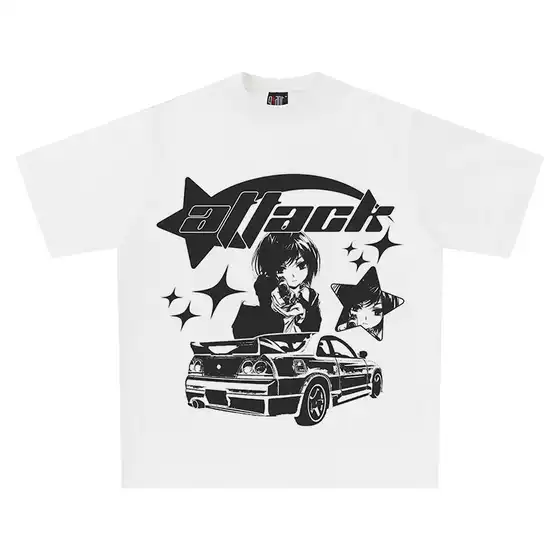 260g Heavyweight Pure Cotton! American Retro White Oversized Loose Unisex Graphic Trendy Brand Short-Sleeve T-Shirt