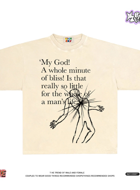 ‘情绪爆破’手炸开的小人~美式小众260克重磅纯棉短袖T恤男女