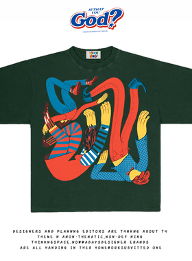 造物GOODGOD 2025夏季新款滞留半空中小众设计感印花宽松短袖T恤