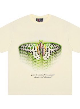 peace is a natural consequence 短袖复古重叠欧美潮牌蝴蝶T恤