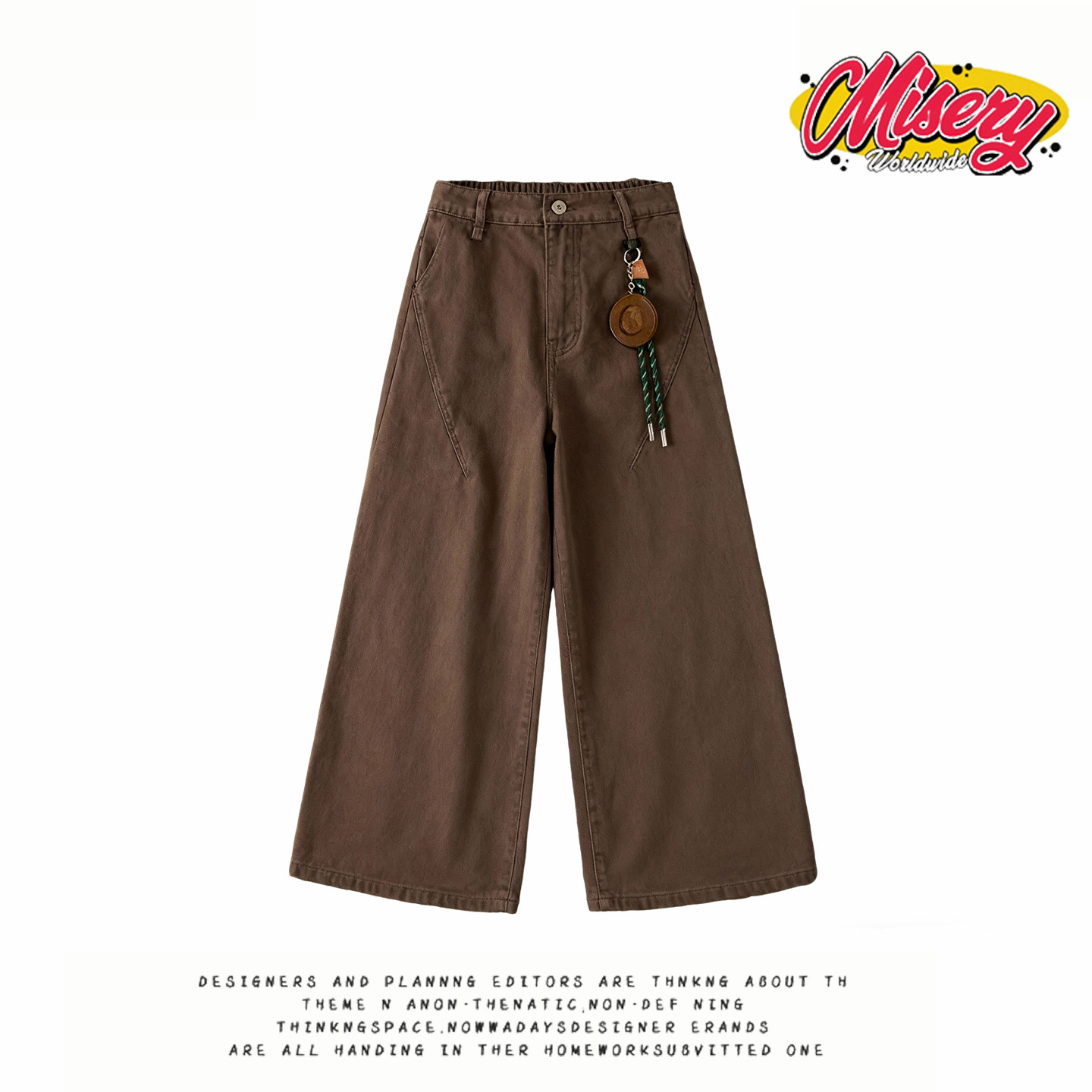 y2k hoodie~美式复古咖色直筒裤女宽松工装长裤冬季休闲裤子