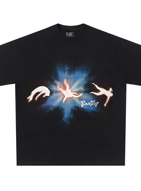 Parkour Portrait 260克重磅纯棉！光芒人像印花潮牌宽松短袖T恤