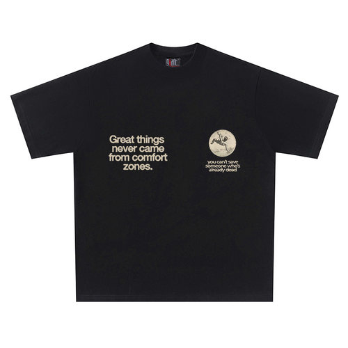 Determined to exercise 美式街头复古短袖印花男女宽松T恤字母潮