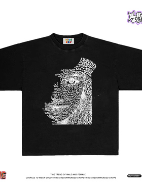 独立IP原创系列字里藏脸~美式短袖T恤男女宽松纯棉小众设计感上衣