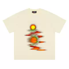 Twilight Reflections 260g Heavyweight Pure Cotton! High Street Reflection Oil Painting Short-Sleeved Loose T-Shirt