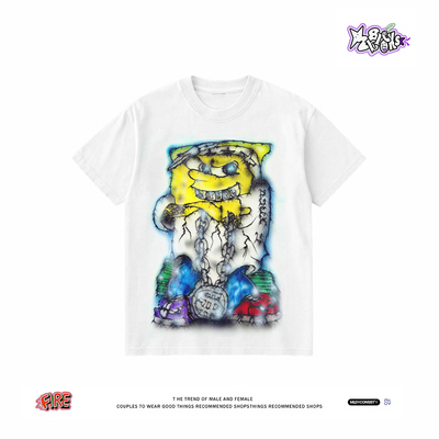 28blocks 260克重磅纯棉! 抽象海绵~美式复古阿美咔叽短袖T恤男女