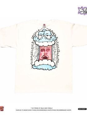 千禧复古怪潮款美式短袖T恤男女通用宽松街头潮牌纯棉圆领上衣