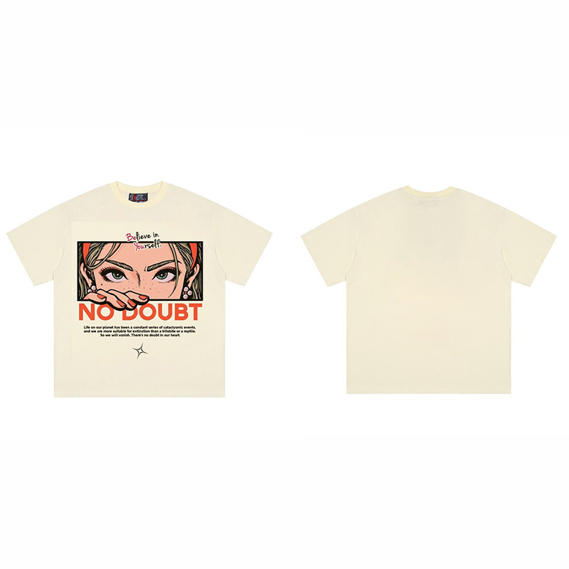 미국 하라주쿠 스타일 일본 느슨한 애니메이션 프린트 티셔츠 유행 반팔 INS 소녀 여름 힙합