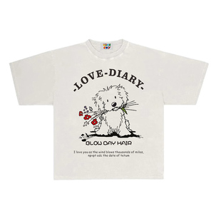 T恤男女潮 休闲简约短袖 造物GOODGOD 小狗表白字母无性别圆领半袖