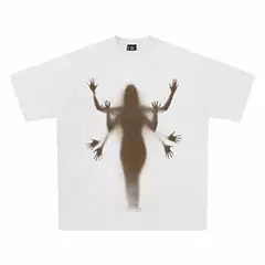Fuzzy Portrait 260g Heavyweight Pure Cotton! Loose-Fitting Short-Sleeved T-Shirt with a Printed Blurred Portrait Pattern
