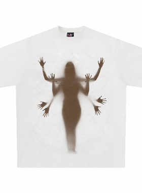 Fuzzy Portrait  260克重磅纯棉！印花模糊人像图案宽松短袖t恤