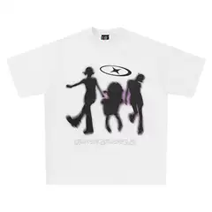 Street Dance 260g Heavyweight Pure Cotton! Street Graffiti Print American Trendy Brand Retro Short-Sleeved T-Shirt