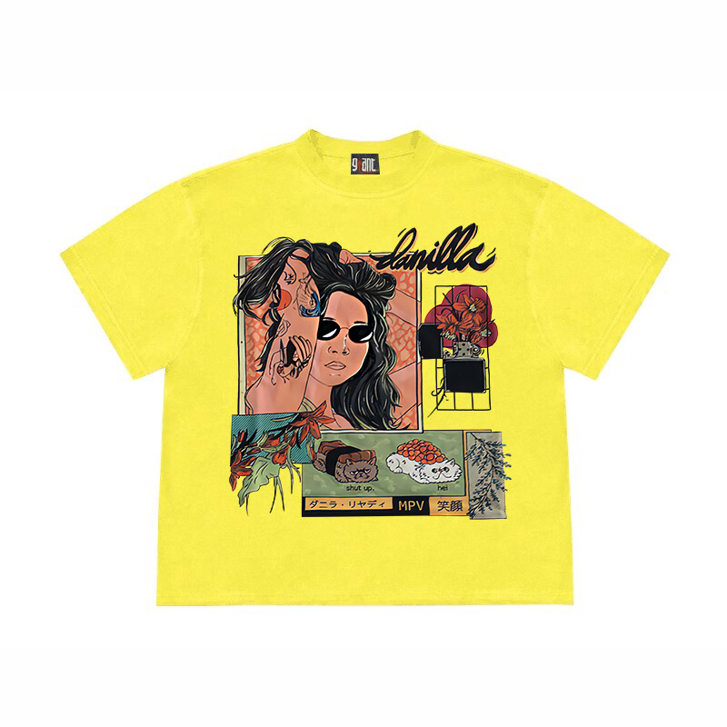 夏天原宿风宽松设计感印花上衣