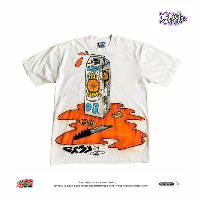 28blocks 260克重磅纯棉! 橙汁谋杀案~美式复古短袖T恤男女