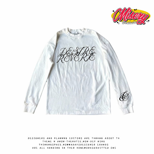 y2k hoodie~美式潮流字母印花长袖T恤男女情侣宽松百搭街头上衣