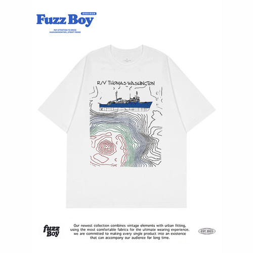 把海洋穿在身上 Fuzz Boy美式小众重磅260克纯棉宽松男女短袖t恤