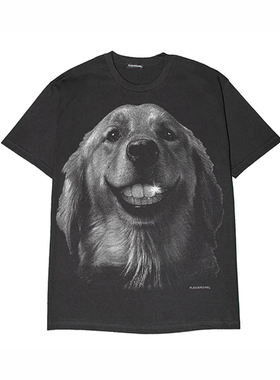 Dark Smiley Dog 260克重磅纯棉！高街宽松印花小众小狗短袖T恤