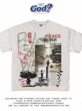 28blocks 260克重磅纯棉! 废墟摄影~美式复古阿美咔叽短袖T恤男女