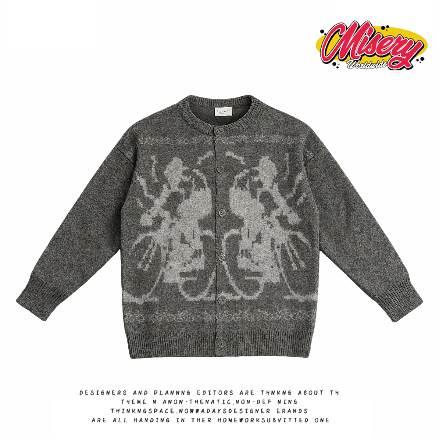 y2k hoodie~美式复古小众费尔岛开衫毛衣男女宽松情侣针织衫外套