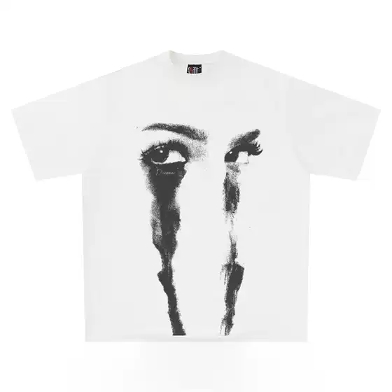 260g Heavyweight Pure Cotton! American Retro Loose Style with Portrait Pattern Print Harajuku Short-Sleeve T-Shirt