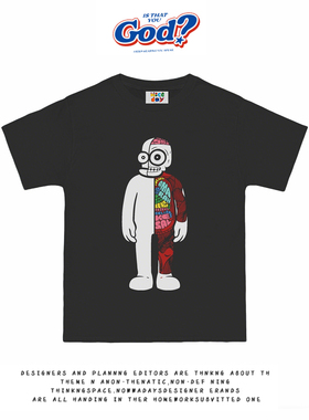 28blocks 260克重磅纯棉! 半解剖卡通人~美式复古短袖T恤男女