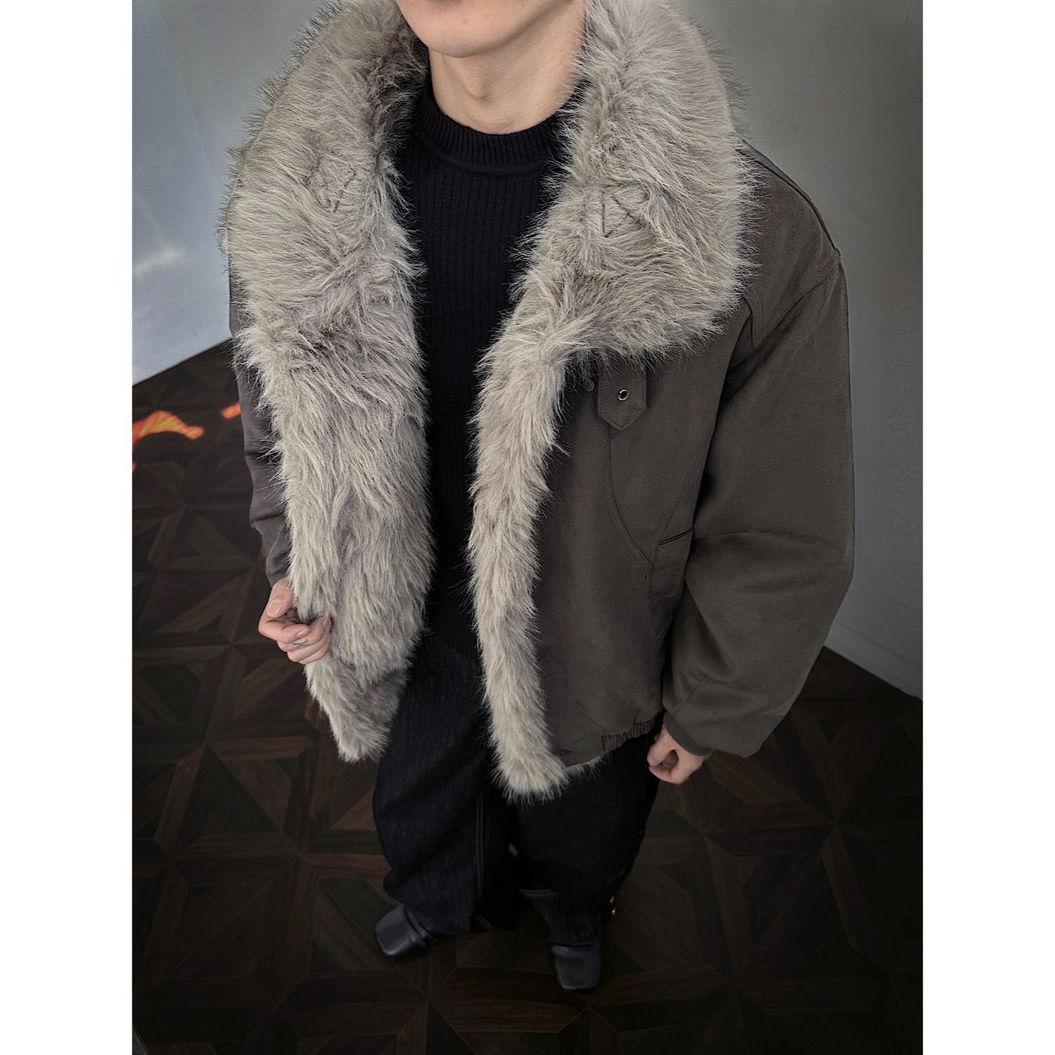 现货长毛绒棉服棉衣外套618-MF362-P115控218红地板，男装棉衣，星座618