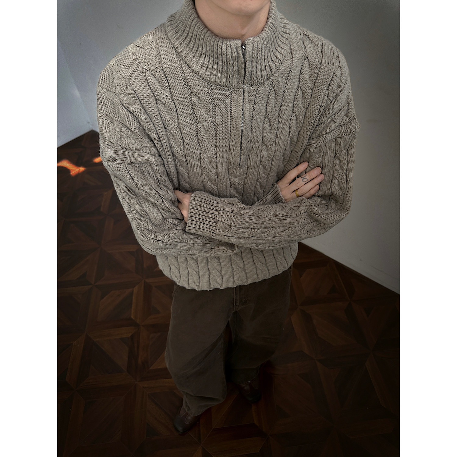 现货麻花半拉链毛衣外套618-MM788-P60控108，男装针织衫/毛衣，星座618