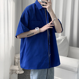 盐系夏款宽松7色纯色短袖翻领衬衫t桖打底衫618-CS90-P30控48，男装T恤，星座618